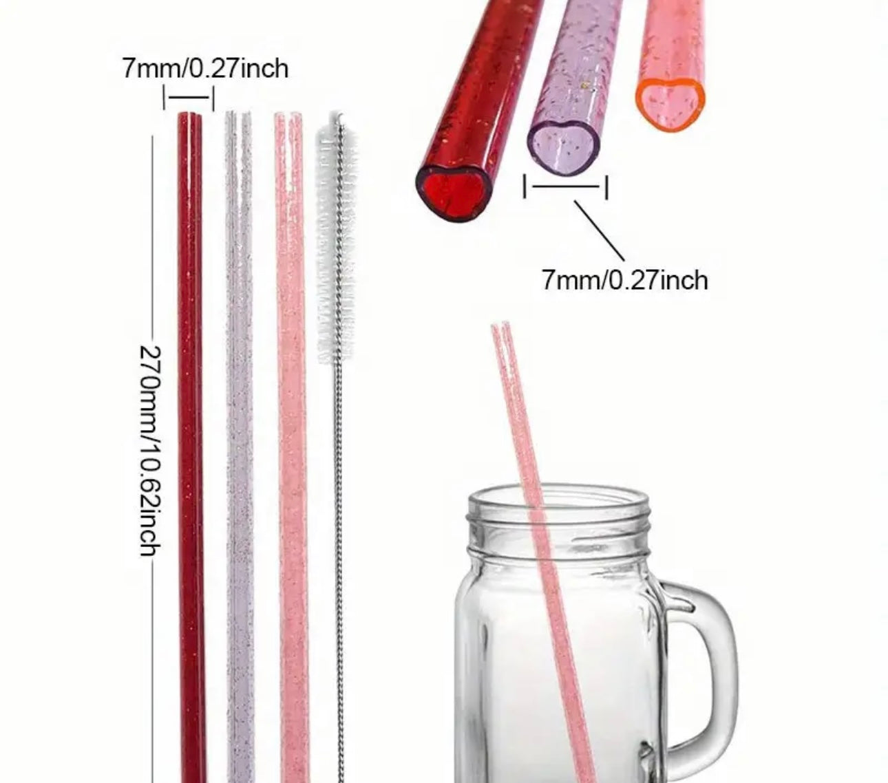 Heart Plastic Straws