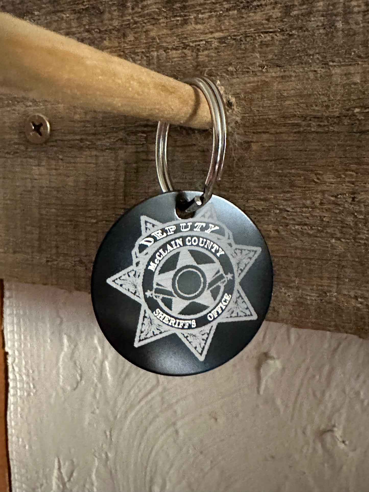 Badge Keychain 1.5 Inches Personalized (5-Point and 7 Point)