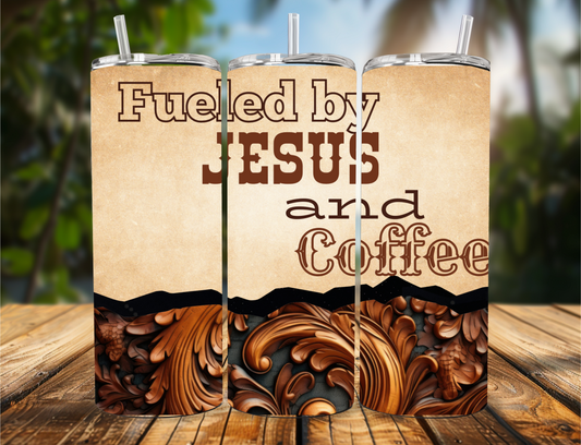 Fueled By Jesus 20 oz Skinny Tumbler