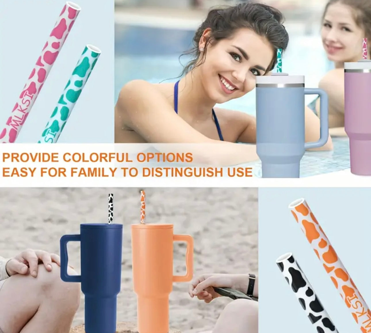 Cow Print Plastic Straws