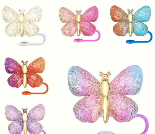 Glitter Butterfly Straw Topper