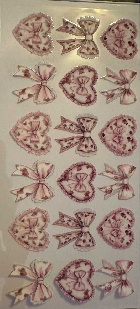 Pink and white heart and bows