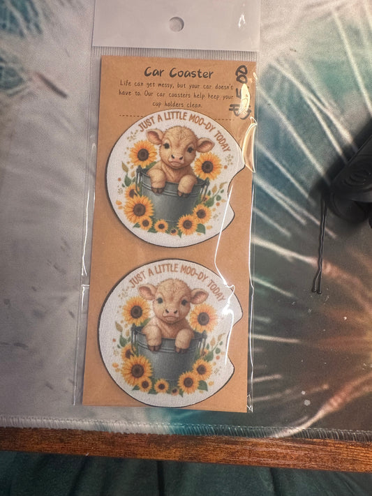 Just a Little Moo Car coaster