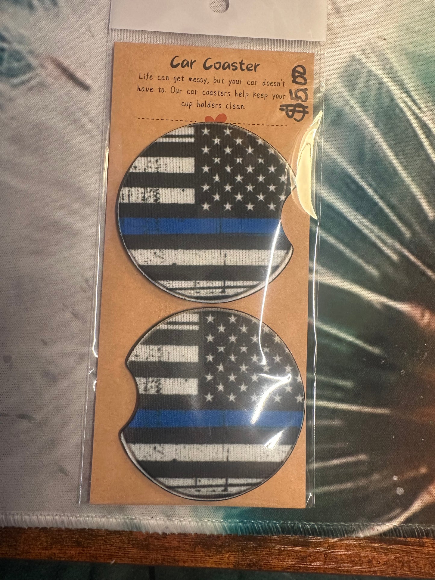Blue Line Flag Car Coaster