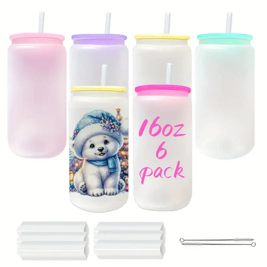 Frosted Sublimation Multi Colored Glass 16 oz