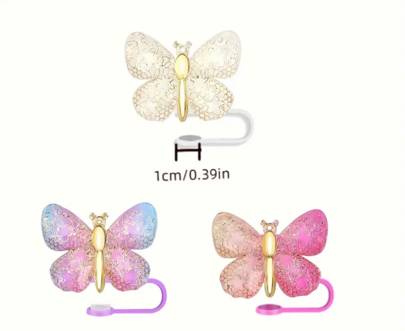 Glitter Butterfly Straw Topper