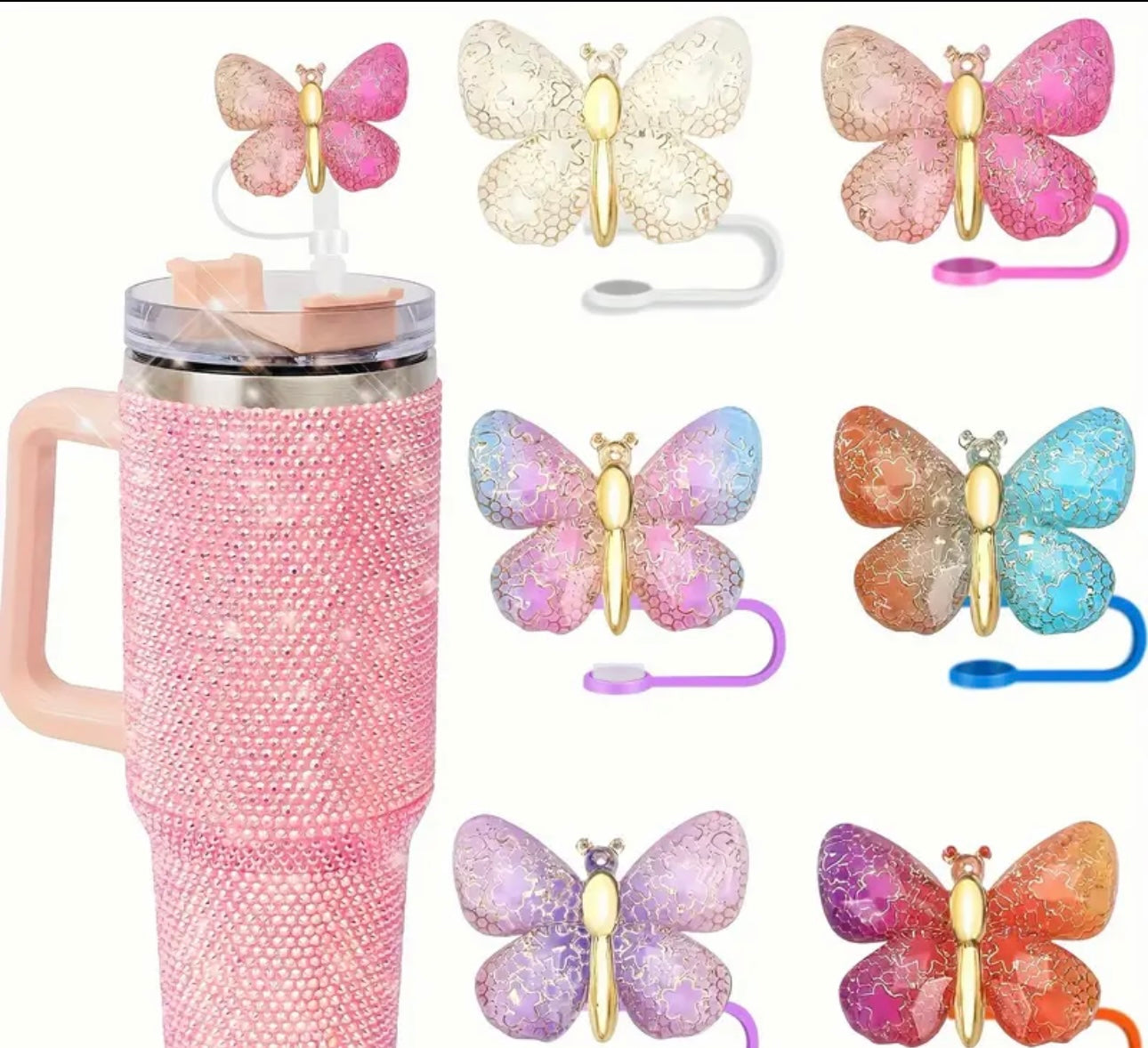 Glitter Butterfly Straw Topper